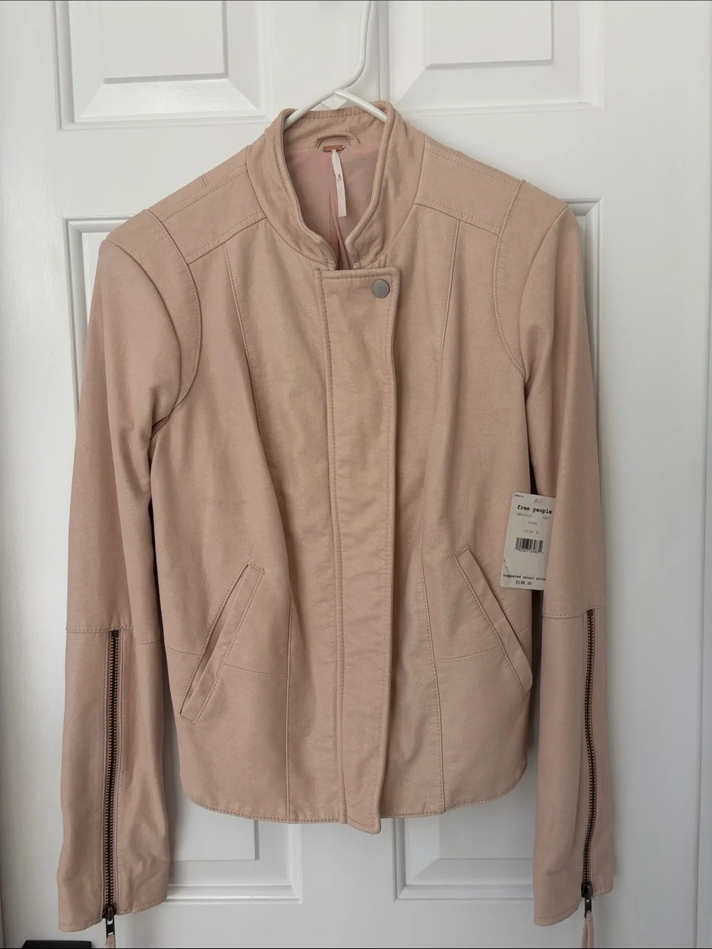 Free People Pale Blush Moto Jacket